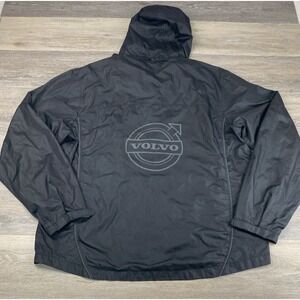 VOLVO Black Hooded Windbreaker Jacket Size XL Official Lightweight